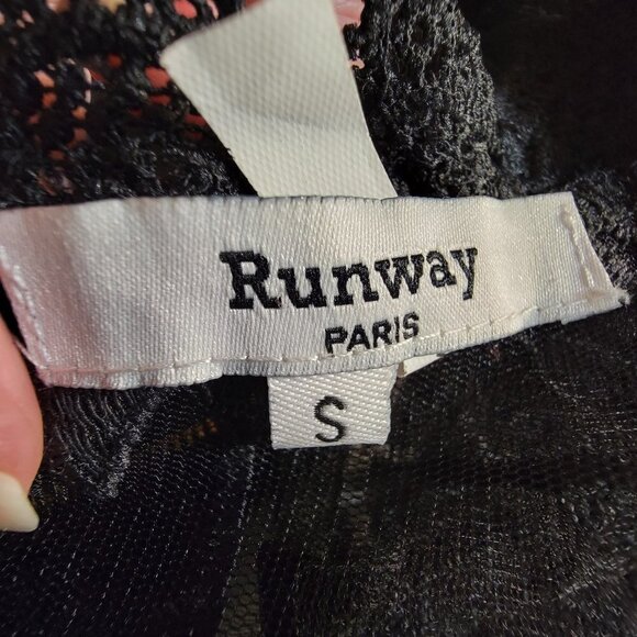 Runway Paris Black Shear Mesh See Through Ruffle Top Size Small - Picture 7 of 8